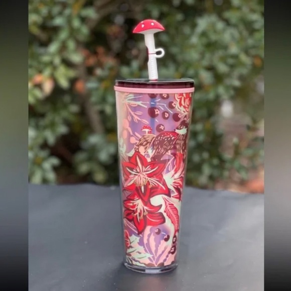 Starbucks Venti 2022 Enchanted Forest Tumbler With Silicon Mushroom Straw Top - Picture 2 of 5